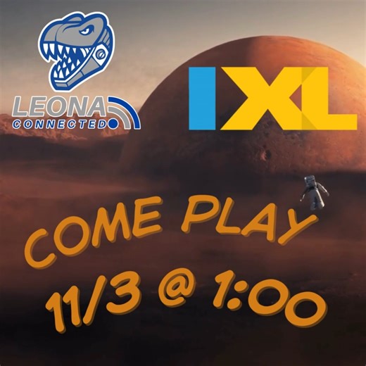 LC Students: Get ready for some IXL fun! 🎉 Our IXL Group Jam is happening Monday, November 3rd, at 1:00 PM. All participants will receive an LC Hoodie or 15 Byte Bucks! Don't miss out! Join at www.leonaconnected.com/tutoring #TerabytePRIDE #ONLINEhighschool #YOUcan #LeonaLeads #IXL | Leona Connected