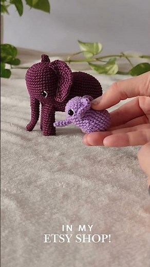 Crochet Elephant Family Pattern – Baby & Mommy Elephant Amigurumi PDF Tutorial