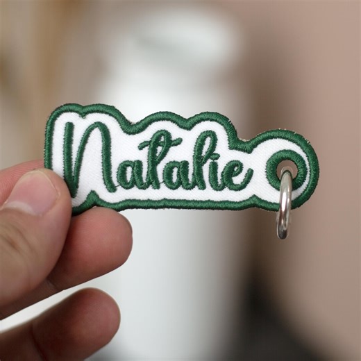 Custom Name Embroidered Keychain, Custom Name Tag, Personalized Keychain, Embroidered Name Keychain, Backpack Tag, Name Tag Keychain - Etsy