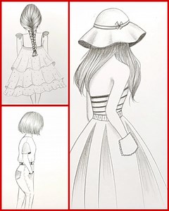 Easy and simple pencil sketch of beautiful Girls | Drawing Book