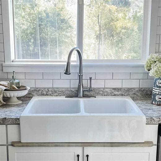 Reviews for SINKOLOGY Parker 34 in. 3-Hole Quick-Fit Farmhouse/Apron-Front Drop-In Double Bowl Crisp White Fireclay Kitchen Sink | Pg 1 - The Home Depot