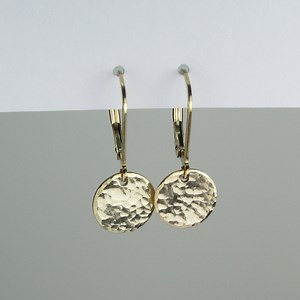 Gold Earrings Dangle Minimalist for Women Hammered Disc Earrings With Leverbacks Gold Filled Circle Earrings - Etsy