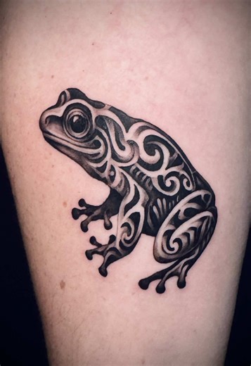 Realistic 3D Tribal Frog Tattoo Creation