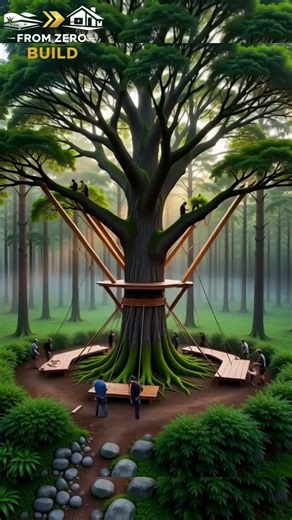 From a Giant Tree to a Stunning Tree House | From Zero Build Transformation🌳🏠