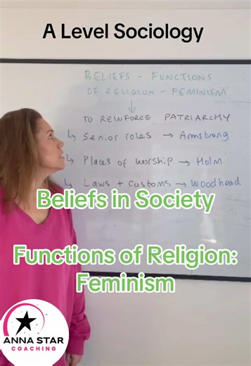 A Level Sociology | Beliefs in Society | Functions of Religion according to Feminists 🩷⛪️ #sociology #sociologyteacher #sociologyalevel #examtok #exams2026