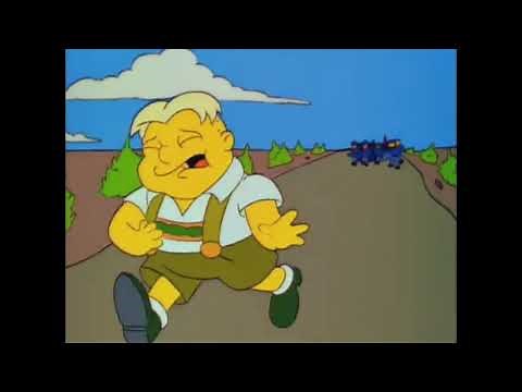 Uter runs after the school bus - The Simpsons
