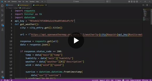 #python #programming #weatherapp #softwaredevelopment #studentdeveloper #learningjourney | kakkalapalli Vani vijayalakshmi