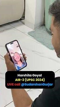 UPSC AIR 2 Harshita Goyal Video Call with Sudarshan Gurjar | UPSC RANK 2 | UPSC FINAL RESULTS 2024
