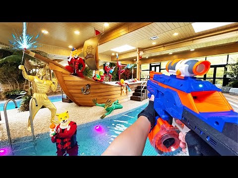Nerf War | Water Park & SPA Battle 18 (Nerf First Person Shooter)