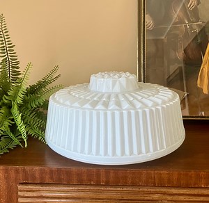 Art Deco Ceiling Light in White Opal Glass With Geometric Designs – Elegant Ceiling Lamp - Etsy