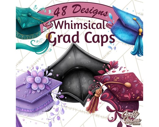48 Png, Graduation Cap Clipart PNG, Whimsical Graduation Hat With Tassel, Cute Graduation Clip Art, Printable Graduation Design - Etsy