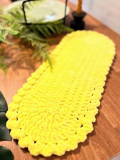 Easy Crochet Oval Plush Easter Table Runner, Овальная плюшевая пасхальная скатерть дорожка крючком