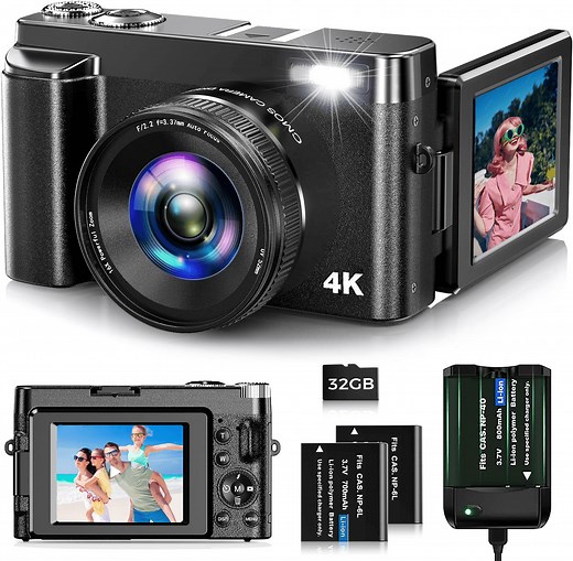Digital Camera 4K 48MP Vlogging Camera for Youtube Autofocus 16X Digital Zoom Video Cameras with 32GB SD Card - Walmart.com