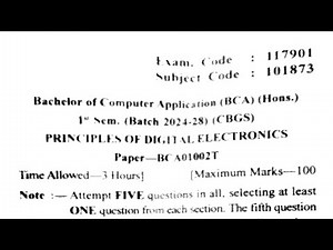 Gndu BCA 1st Semester Principles of Digital Electronics Question Paper 2024