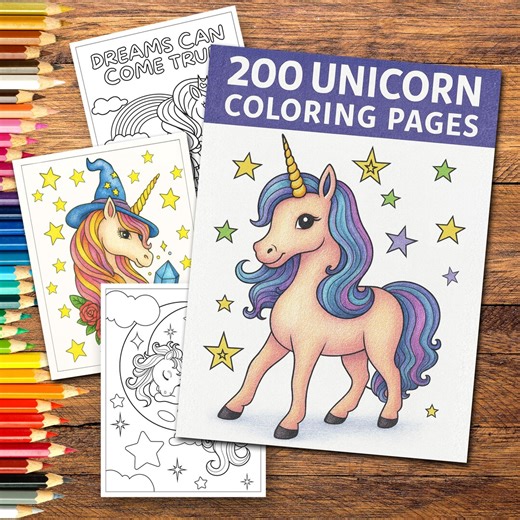 Unicorn Coloring Pages for Kids | 200 Printable Coloring Sheets | Girls Coloring Book PDF | Fun Activity Download | Instant Download - Etsy