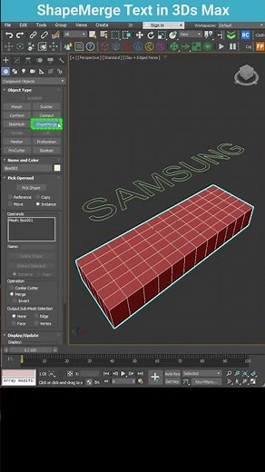 Embedding Text on 3D Objects in 3ds Max Using ShapeMerge #shorts #3dsmax #shapemerge