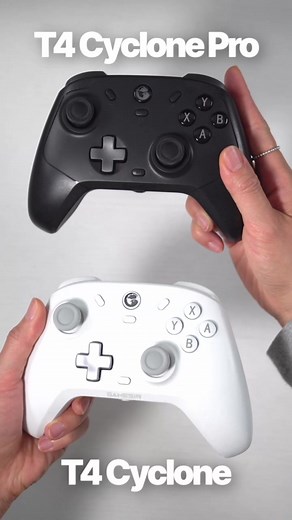 My quick review of the Gamesir T4 Cyclone ($39.99) & Cyclone Pro ($49.99). Almost identical except that the Pro version includes: - micro-switches (more tactile) instead of membrane (much louder) for XYAB buttons - trigger vibration - bundled with a USB receiver Closely resembles XBOX controller, but much lighter. Works with Switch, PC, Android & iOS. BT pairing to different devices by holding down a specific combination can be a little confusing (i.e.. Home A for Android, Home B for iOS). Rear 