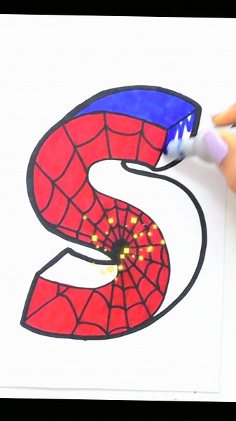 Spider-Man 3D Letter S - Drawing for Kids