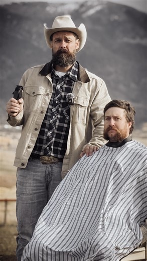 Remember this fun thing we were doing for the months of Sept and Oct for our blind horses?! Well, we had the amazing honor to have a very special barber and his beautiful girlfriend come out! All the way from Victoria, BC to our little town in Montana, just to shave Korey’s beard off: @mattyconrad y’all!!!! Full video will be on his YouTube and any earnings from that video, Matty will be donated to LES Haven Ranch to help towards the care of our blind horses, how amazing and generous is that?! T