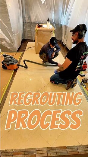 Full regrouting process from start to finish.Old grout removal, dust protection, clean final result.