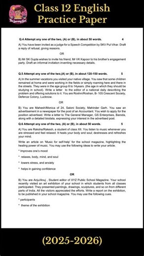 Class 12 English 2025 Sample Paper 💯 Must Watch Before Exam