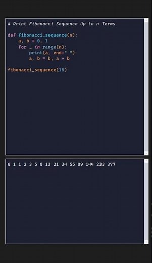 Print Fibonacci Series upto n Terms Using Python #fibonacci #pythonfibonacci #pythonprograms