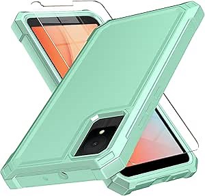 Muoktcm for TCL K11 Case, TCL T432W Case, with Screen Protector, Dual Layer Structure Protection, Shock-Absorbing Corners TPU Bumper, Heavy Duty Rugged Protective Phone Green