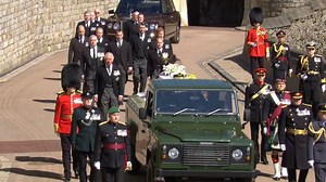 The Royal Family follow the coffin of the Duke of Edinburgh as the funeral begins at Windsor Castle.