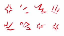 Angry Cartoon Anime Symbol Animation, Rage Elements with Alpha...