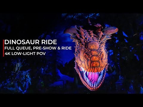 DINOSAUR Ride at Animal Kingdom | FULL RIDE & QUEUE 4K Low-Light