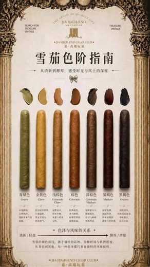新手必看｜老茄客私藏的选茄技巧 雪茄七种茄衣颜色干货科普✅色泽决定口感，浅茄清淡柔和，深茄浓醇厚重。工艺沉淀 精细分级，才是优质雪茄的核心标准。专注合规雪茄文化分享，拒绝不良引导。每天更新入门干货，新手小白快速避坑进阶。关注我，带你读懂雪茄里的细节与门道。一起慢品时光～ #茄友日常 #雪茄知识 #品质生活小技巧#郑州雪茄 #郑州高端玩茄雪茄烟斗俱乐部