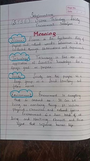 B.ED.NOTES.(STSE) SCIENCE TECHNOLOGY SOCIETY ENVIRONMENT INTERFACE/INTERCONNECTEDNESS.