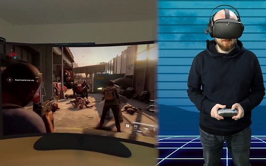 Oculus Quest 虚拟桌面APP 5Gwifi无线投屏PC吃鸡，SteamVR无线串流安排上了么？