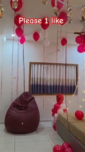 Romantic Suhagrat Room Decoration with Red & White Balloons | I Love You Canopy Setup in Gurgaon