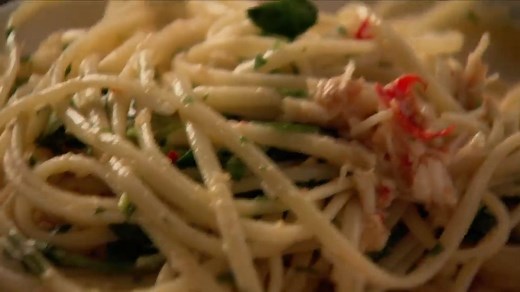 How to cook crab linguine with chilli and watercress. | Nigella Lawson