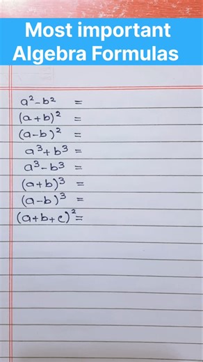 Most Important Algebra Formulas #maths #formula #shorts #algebra #trending #viral #mathematics