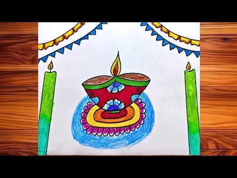 Diwali festival drawing|diya drawing|deepak drawing|easy drawing step by step|