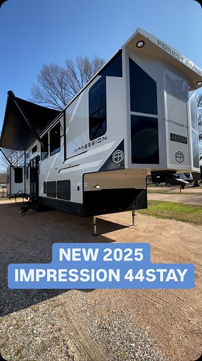 🔥NEW 2025 Impression 44STAY🔥 - This RV offers a spacious, four slide-out fifth wheel with a bright loft, modern kitchen, luxury baths, living spaces, quality finishes, and off-grid capabilities for four-season travel. - - - - 🇺🇸Check out our RV Party March 13th - 16th!🇺🇸 - - - - - #rvlife # RVlifestyle #goring #RVinteriors #RVmodel #fifthwheel #RVcamping #camping #FulltimeRV | Fun Town RV