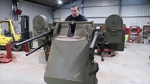 Restored halftrack undergoes quadmount weapons test
