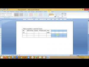 realizarea unui tabel simplu în word