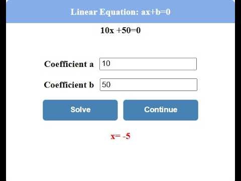 How to use HTML and JavaScript to Solve the Linear Equation ax + b = 0