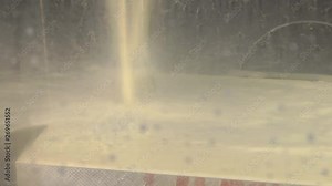 Finishing metal working on high precision grinding machine in workshop. industrial metal machining cutting process of blank detail by milling cutter with hardmetal carbide insert