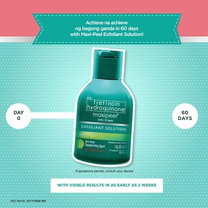 Kitang-kita ang results when you use Maxi-Peel Exfoliant Solution, beshie! It removes pimples and blemishes by working against skin impurities and removing dead skin cells. Pak na pak ang road to bagong ganda with noticeable improvements in just 2 weeks! #MaxiPeelWorks | Maxi-Peel