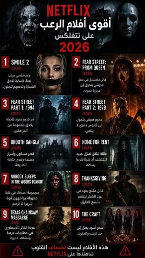 🔥 أقوى 10 أفلام رعب على نتفلكس 2026 😱 أفلام لن تستطيع مشاهدتها وحدك! #movie #horror #رعب