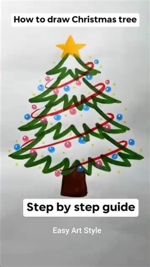 How to Draw an EASY Christmas Tree 🎄 | Step-by-Step Tutorial | #shorts