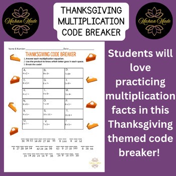 November Thanksgiving Multiplication Practice | Multiplication Fact Practice