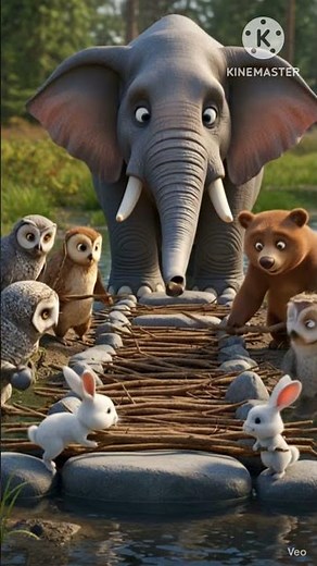 elephant and rabbit #animation #story #ai #jungle