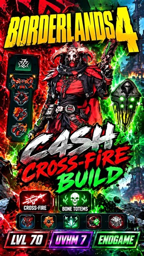 C4SH CROSS-FIRE BUILD MELTS BOSSES! 💀 LVL 70 RED/GREEN | UVHM 7 |Borderlands 4 #borderlands4 #shors