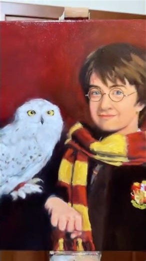 Oil Painting of Harry Potter and Hedwig 🪄 #art #artwork #fanart #paintingprocess #harrypotter