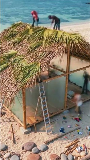 Beachfront Bamboo & Palm House 🔥 Dream Ocean Villa Build #BeachHouse #PalmLeafHouse